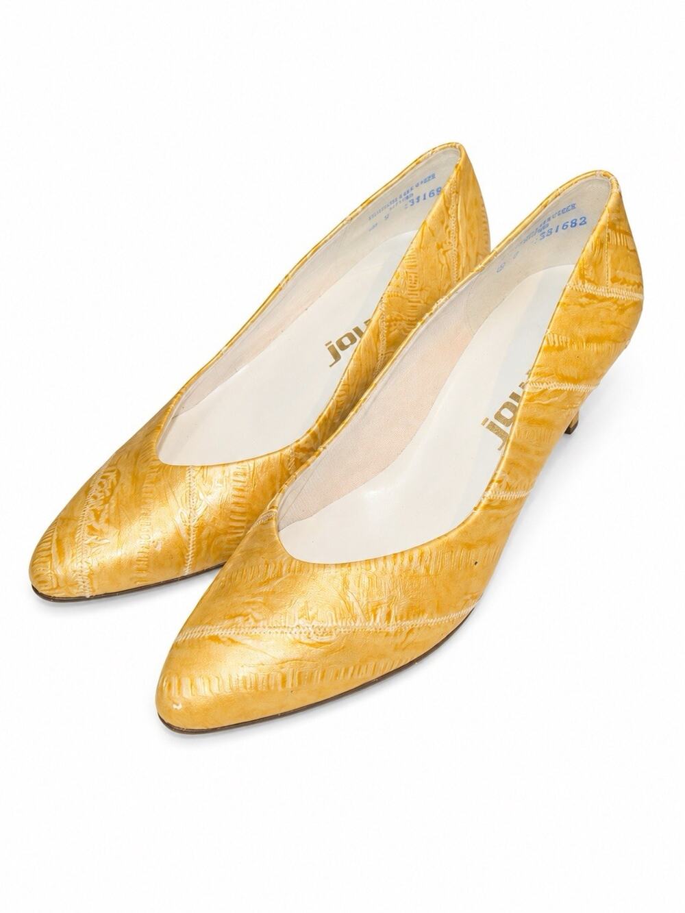 Vintage Joyce Women’s Yellow Genuine Leather Pumps Heels Size 9 Narrow
